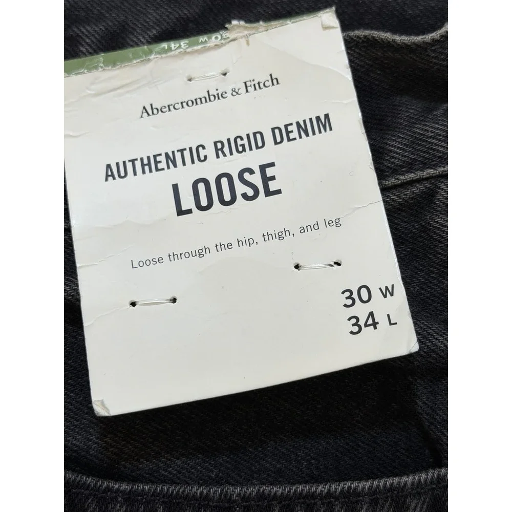Abercrombie & Fitch Authentic Rigid Denim Loose Men's Size 30x34 Zipper Fly NWT